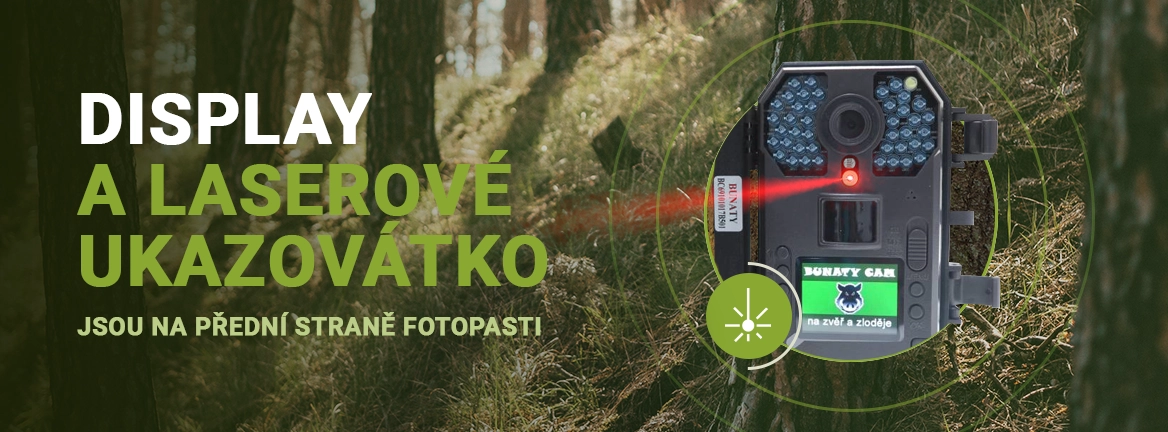 Displej i laser pro zaměření